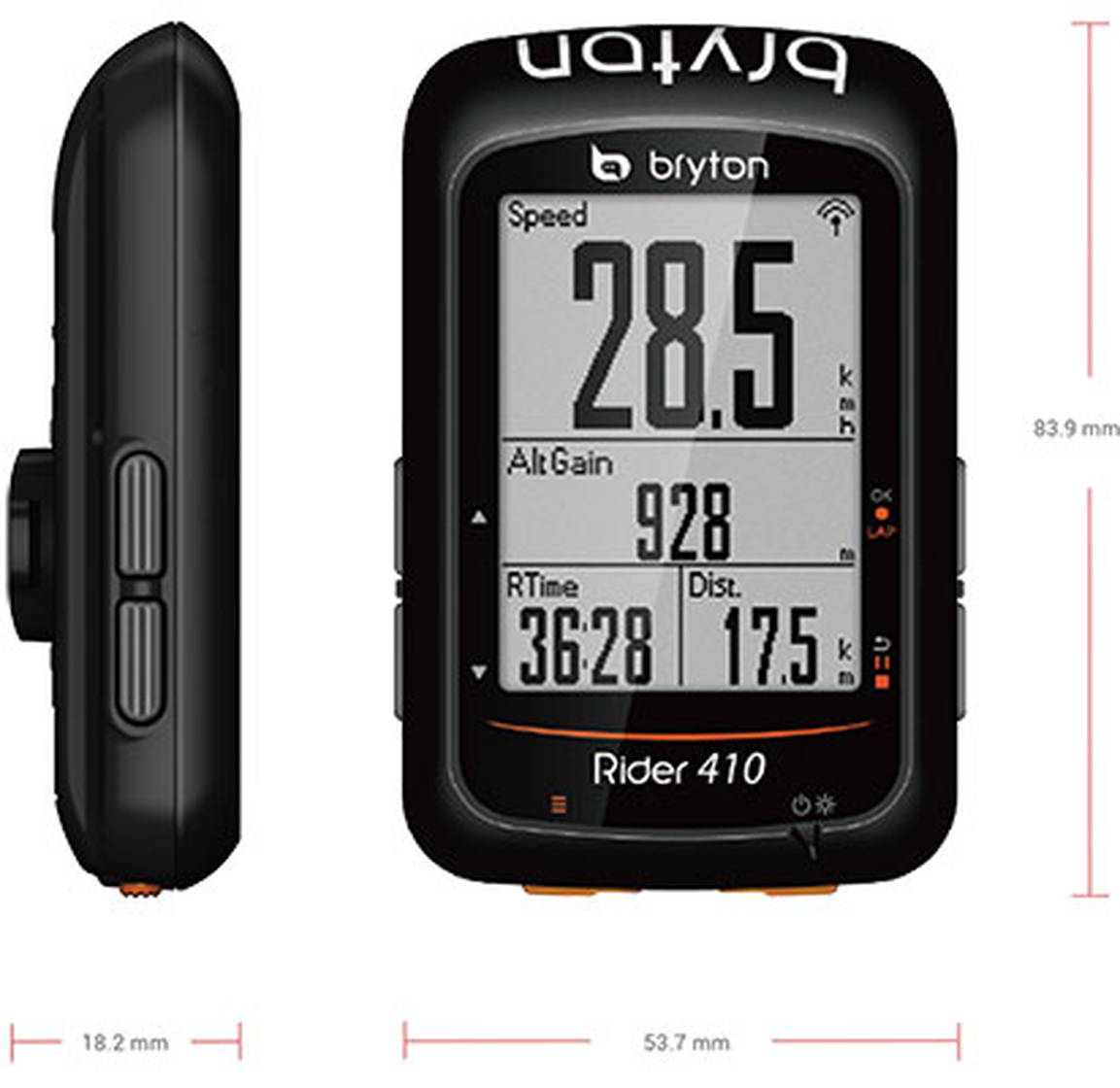 Bryton Computer Rider 410T GPS ANT+/Bluetooth w/HR-Monitor/Cadence-Sensor BK 